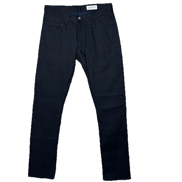 GUSTIN Selvedge Denim Designer Jeans Black Slim Fit NWOT Made in‎ USA Sz 32x33